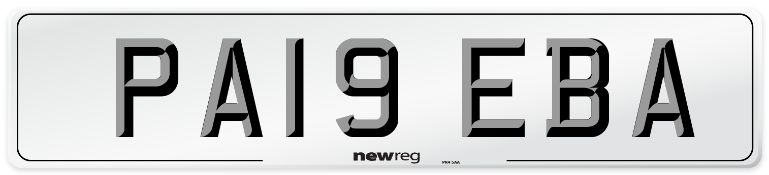 PA19 EBA Number Plate from New Reg